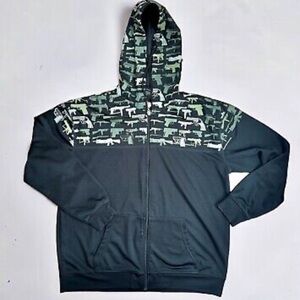 Camo Print Zip-Up Hoodie